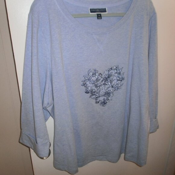 Karen Scott Womens Petite Ikat Printed Top Blue Size Pxl main image 1